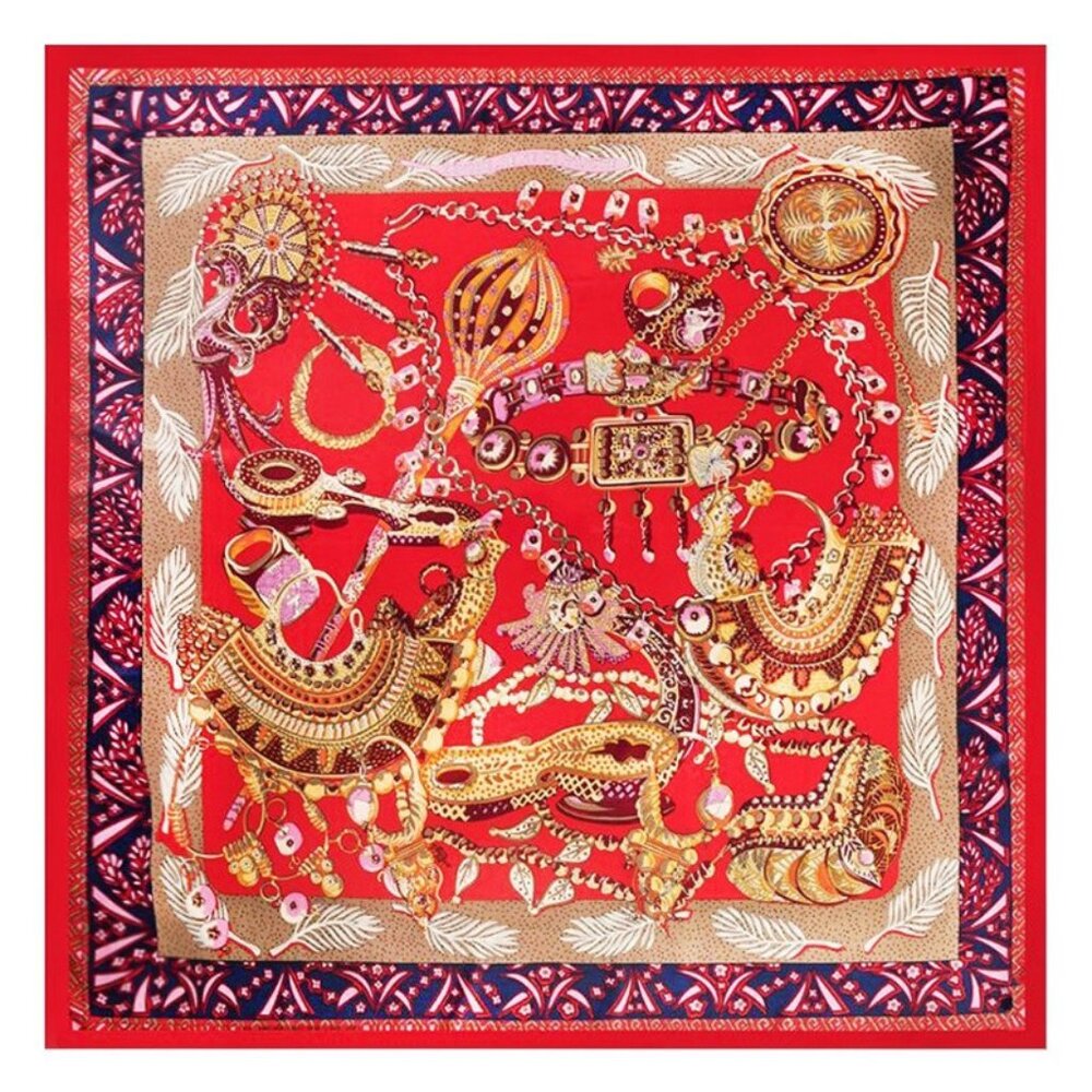 2 scarves 130cm * 130cm Zenobia Queen Gemstone Pendant Silk Scarf Shawl #102